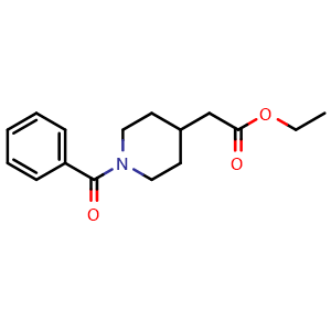 Chemical structure of Ethyl 2-(1-benzoylpiperidin-4-yl)acetate , CAS 54108-67-7, AChemBlock U108963