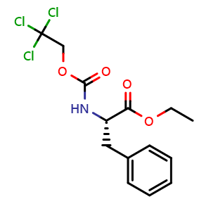Chemical structure of (S)-Ethyl 3-phenyl-2-((2,2,2-trichloroethoxy)carbonylamino)propanoate , CAS 2708342-59-8, AChemBlock U108971