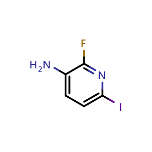 Chemical structure of 2-Fluoro-6-iodopyridin-3-amine , CAS 1422443-52-4, AChemBlock U108973