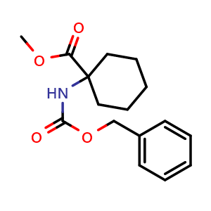 Chemical structure of Methyl 1-(benzyloxycarbonylamino) cyclohexanecarboxylate , CAS 1852533-56-2, AChemBlock U108984