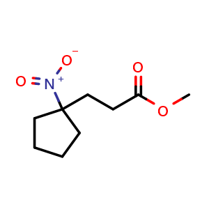 Chemical structure of Methyl 3-(1-nitrocyclopentyl)propanoate , CAS 99063-36-2, AChemBlock U108995
