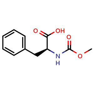 Chemical structure of (S)-2-(methoxycarbonylamino)-3-phenylpropanoic acid , CAS 41844-91-1, AChemBlock U109005