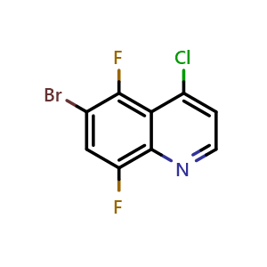 Chemical structure of 6-Bromo-4-chloro-5,8-difluoroquinoline , CAS 1699042-33-5, AChemBlock U109012