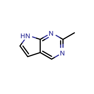Chemical structure of 2-Methyl-7H-pyrrolo[2,3-d]pyrimidine , CAS 89792-07-4, AChemBlock U109077