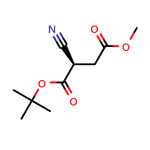 Chemical structure of (R)-methyl 3-(tert-butoxycarbonyl)-3-cyanopropanoate , CAS 2664977-51-7, AChemBlock U109095