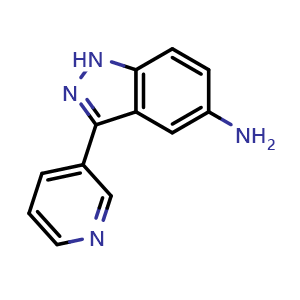 Chemical structure of 3-(3-Pyridinyl)-1H-indazol-5-amine , CAS 1176535-07-1, AChemBlock U109118