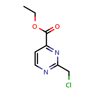 Chemical structure of Ethyl 2-(chloromethyl)pyrimidine-4-carboxylate , CAS 944899-56-3, AChemBlock U109125