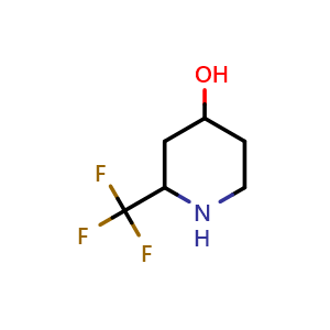 Chemical structure of 2-(Trifluoromethyl)piperidin-4-ol , CAS 1245644-81-8, AChemBlock U109149