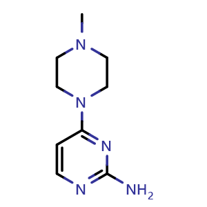 Chemical structure of 4-(4-Methyl-1-piperazinyl)-2-pyrimidinamine , CAS 856973-81-4, AChemBlock U109153