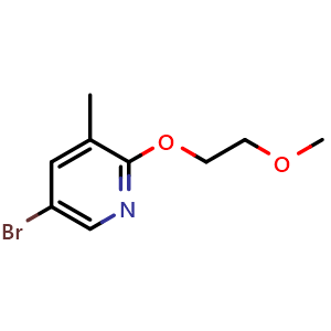 Chemical structure of 5-Bromo-2-(2-methoxyethoxy)-3-methylpyridine , CAS 1288996-83-7, AChemBlock U109176