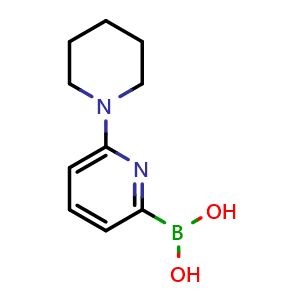 Chemical structure of 6-(Piperidin-1-yl)pyridin-2-ylboronic acid , CAS 1315351-02-0, AChemBlock U109179