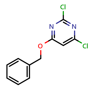 Chemical structure of 4-(Benzyloxy)-2,6-dichloropyrimidine , CAS 252720-52-8, AChemBlock U109185