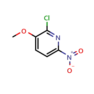 Chemical structure of 2-Chloro-3-methoxy-6-nitropyridine , CAS 886371-75-1, AChemBlock U109200