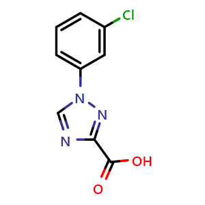 Chemical structure of 1H-1,2,4-triazole-3-carboxylicacid-1-(3-chlorophenyl) , CAS 90839-68-2, AChemBlock U109201