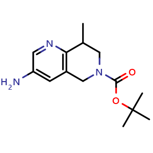 Chemical structure of Tert-butyl 3-amino-8-methyl-7,8-dihydro-1,6-naphthyridine-6(5H)-carboxylate , CAS 1211517-79-1, AChemBlock U109206