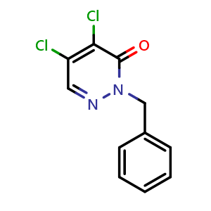 Chemical structure of 2-Benzyl-4,5-dichloropyridazin-3(2H)-one , CAS 41933-33-9, AChemBlock U109211