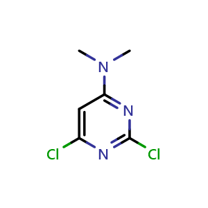 Chemical structure of 2,6-Dichloro-N,N-dimethylpyrimidin-4-amine , CAS 117077-93-7, AChemBlock U109226