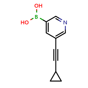 Chemical structure of 5-(Cyclopropylethynyl)pyridin-3-ylboronic acid , CAS 1189372-89-1, AChemBlock U109227