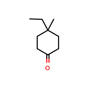 Chemical structure of 4-Ethyl-4-methyl-cyclohexanone , CAS 35155-49-8, AChemBlock U109245