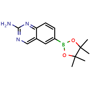 Chemical structure of 6-(4,4,5,5-Tetramethyl-1,3,2-dioxaborolan-2-yl)quinazolin-2-amine , CAS 882670-92-0, AChemBlock U109247