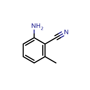 Chemical structure of 2-Amino-6-methylbenzonitrile , CAS 56043-01-7, AChemBlock U109250