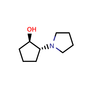 Chemical structure of Trans-2-(pyrrolidin-1-yl)cyclopentanol , CAS 32635-39-5, AChemBlock U109272