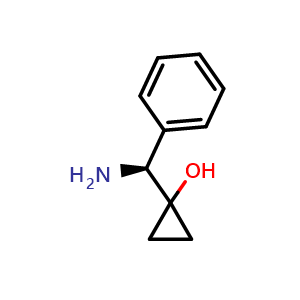 Chemical structure of (S)-1-(amino(phenyl)methyl)cyclopropanol , CAS 1391730-00-9, AChemBlock U109275