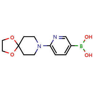 Chemical structure of 6-(1,4-Dioxa-8-azaspiro[4.5]decan-8-yl)pyridin-3-ylboronic acid , CAS 928160-90-1, AChemBlock U109293