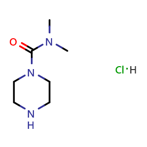 Chemical structure of N,N-dimethylpiperazine-1-carboxamide hydrochloride , CAS 473734-19-9, AChemBlock U109297