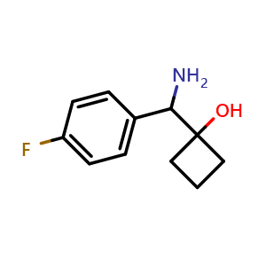 Chemical structure of 1-(Amino(4-fluorophenyl)methyl)cyclobutanol , CAS 1402152-75-3, AChemBlock U109302
