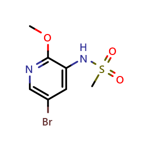 Chemical structure of N-(5-bromo-2-methoxypyridin-3-yl)methanesulfonamide , CAS 1083327-58-5, AChemBlock U109310