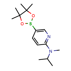 Chemical structure of N-isopropyl-N-methyl-5-(4,4,5,5-tetramethyl-1,3,2-dioxaborolan-2-yl)pyridin-2-amine , CAS 1402238-39-4, AChemBlock U109315