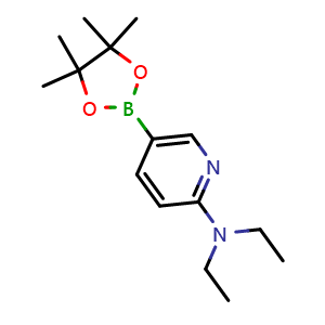 Chemical structure of N,N-diethyl-5-(4,4,5,5-tetramethyl-1,3,2-dioxaborolan-2-yl)pyridin-2-amine , CAS 1311165-58-8, AChemBlock U109316