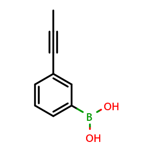 Chemical structure of 3-(Prop-1-ynyl)phenylboronic acid , CAS 1189373-19-0, AChemBlock U109325