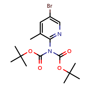 Chemical structure of Di-tert-butyl 5-bromo-3-methylpyridin-2-yliminodicarbonate , CAS 497159-91-8, AChemBlock U109342