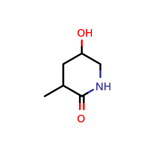 Chemical structure of 5-Hydroxy-3-methyl-2-piperidinone , CAS 501435-44-5, AChemBlock U109351