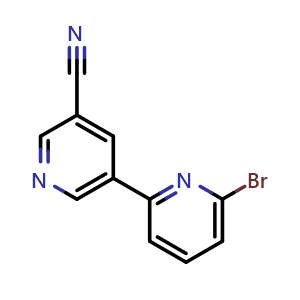 Chemical structure of 5-(6-Bromopyridin-2-yl)pyridine-3-carbonitrile , CAS 1346687-06-6, AChemBlock U109353