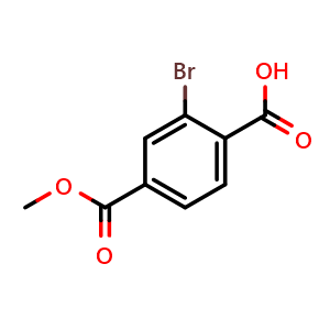 Chemical structure of 2-Bromo-4-(methoxycarbonyl)benzoic acid , CAS 911799-84-3, AChemBlock U109354