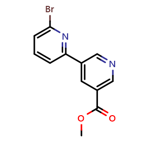 Chemical structure of Methyl 6-bromo-2,3'-bipyridine-5'-carboxylate , CAS 1346687-03-3, AChemBlock U109356