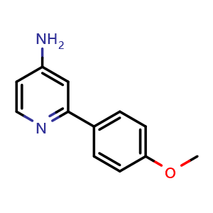 Chemical structure of 2-(4-Methoxyphenyl)pyridin-4-amine , CAS 1215072-60-8, AChemBlock U109358