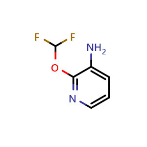 Chemical structure of 2-(Difluoromethoxy)pyridin-3-amine , CAS 1214344-58-7, AChemBlock U109361