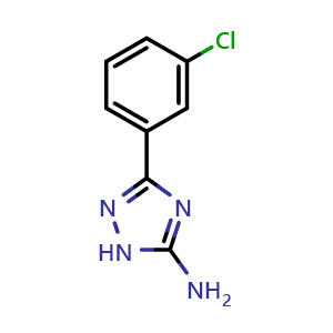 Chemical structure of 3-(3-Chlorophenyl)-1H-1,2,4-triazole-5-ylamine , CAS 168893-31-0, AChemBlock U109364
