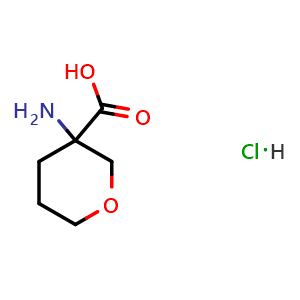 Chemical structure of 3-Amino-tetrahydropyrane-3-carboxylic acid hydrochloride , CAS 2361643-50-5, AChemBlock U109365