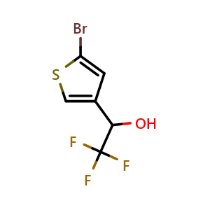 Chemical structure of 1-(5-Bromothiophen-3-yl)-2,2,2-trifluoroethanol , CAS 1314894-44-4, AChemBlock U109387