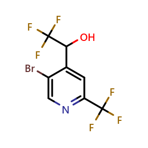 Chemical structure of 1-(5-Bromo-2-(trifluoromethyl)pyridin-4-yl)-2,2,2-trifluoroethanol , CAS 1375303-18-6, AChemBlock U109389