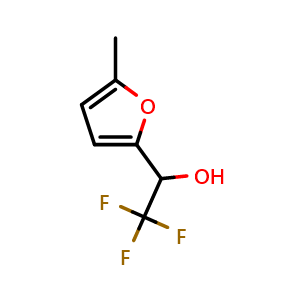 Chemical structure of 2,2,2-Trifluoro-1-(5-methylfuran-2-yl)ethanol , CAS 862158-19-8, AChemBlock U109402