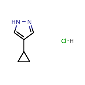 Chemical structure of 4-Cyclopropyl-1H-pyrazole hydrochloride , CAS 1803565-55-0, AChemBlock U109406