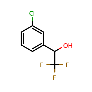 Chemical structure of 1-(3-Chlorophenyl)-2,2,2-trifluoroethanol , CAS 81577-11-9, AChemBlock U109419
