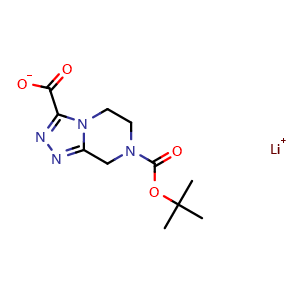 Chemical structure of Lithium 7-(tert-butoxycarbonyl)-5,6,7,8-tetrahydro-[1,2,4]triazolo[4,3-a]pyrazine-3-carboxylate , CAS 2413900-73-7, AChemBlock U109421
