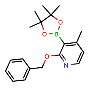 Chemical structure of 2-(Benzyloxy)-4-methyl-3-(4,4,5,5-tetramethyl-1,3,2-dioxaborolan-2-yl)pyridine , CAS 882679-44-9, AChemBlock U109424